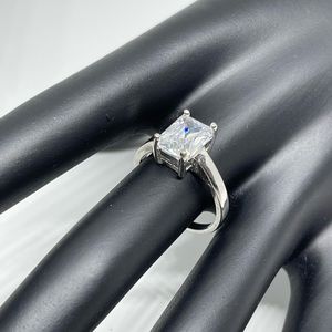 CZ emerald cut sterling silver ring